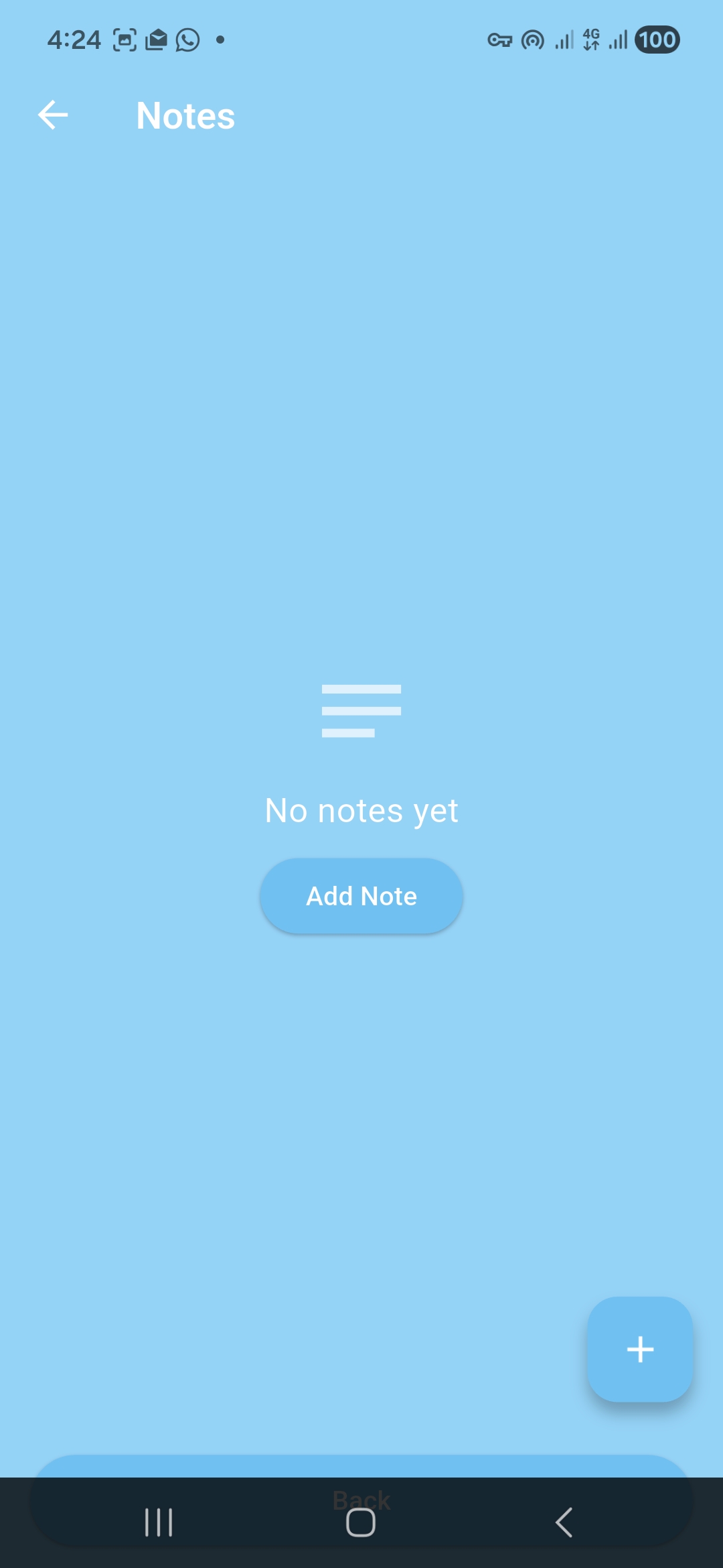 Notes screen